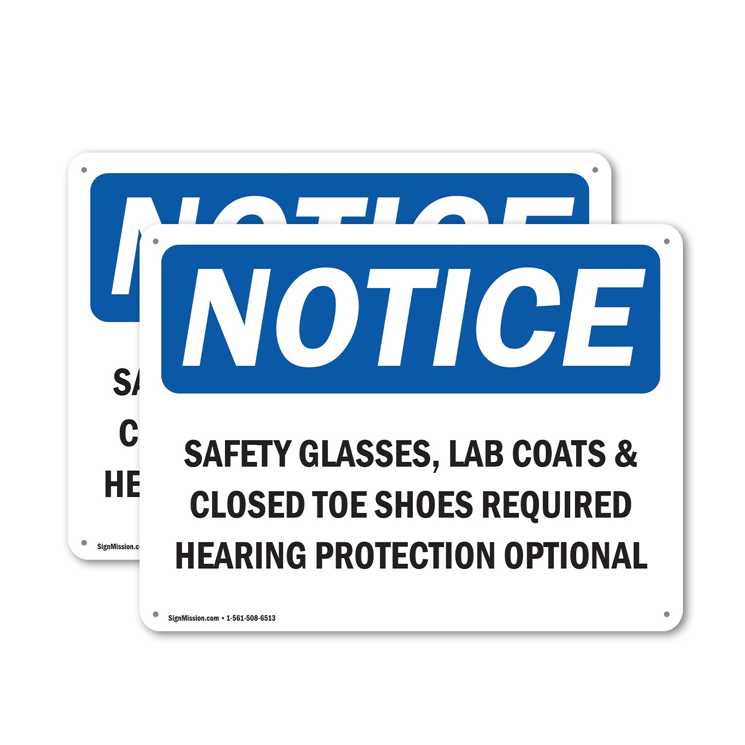 (2 Pack) Safety Glasses Lab Coats & Closed Toe Shoes OSHA Notice Sign