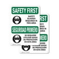 thumbnail image 1 of (2 Pack) Safety Glasses Required Area Bilingual OSHA Safety First Sign 10 Inch X 14 Inch Indoor / Outdoor Rust-Free Aluminum Metal Signs for Workplace, Workshop, and Construction Site,, 1 of 8