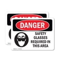 thumbnail image 1 of (2 Pack) Safety Glasses Required In This Area OSHA Danger Sign, 1 of 7