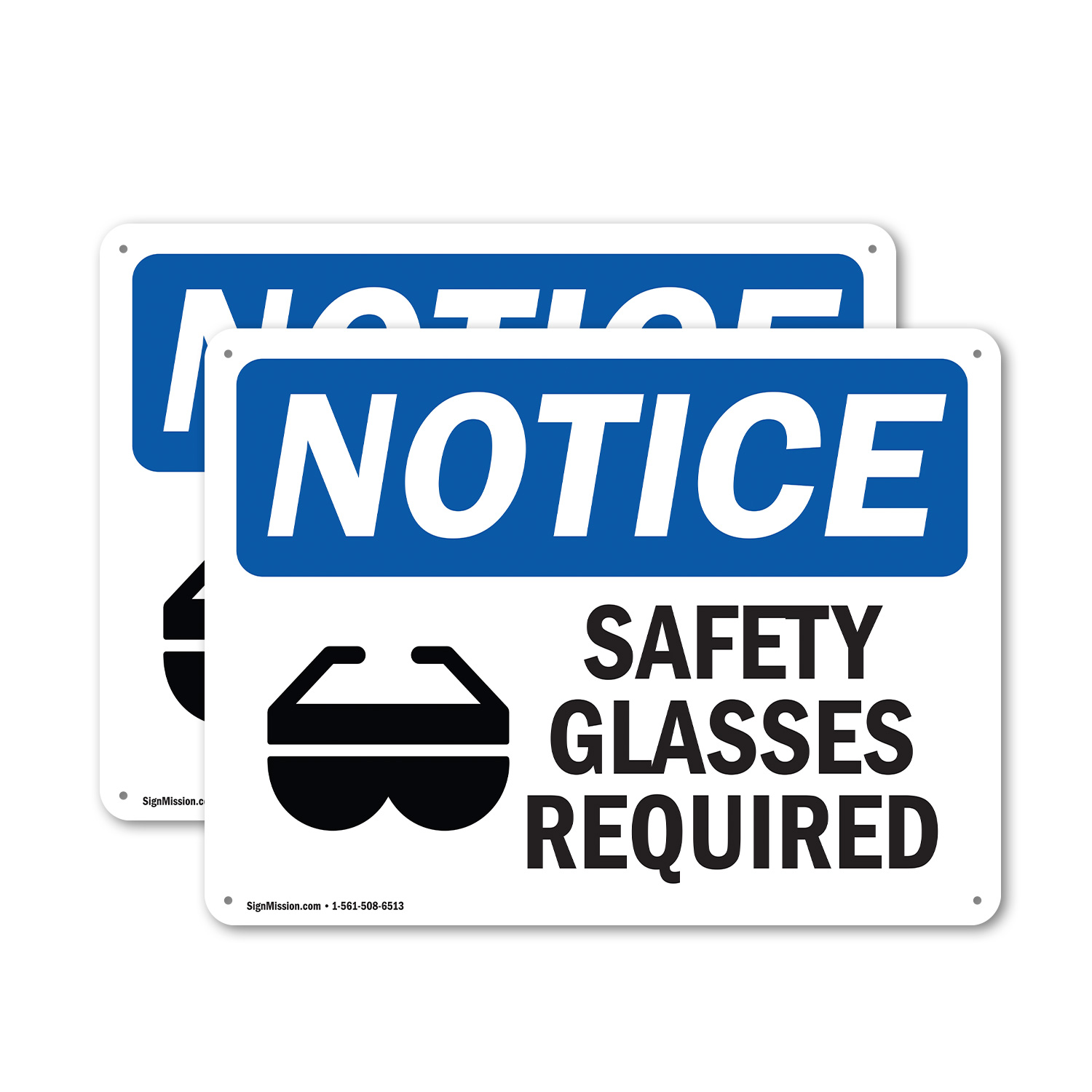 (2 Pack) Safety Glasses Required OSHA Notice Sign 24 Inch X 18 Inch ...