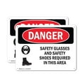 thumbnail image 1 of (2 Pack) Safety Glasses And Safety Shoes Required OSHA Danger Sign 18 Inch X 12 Inch Plastic Sign, Weather Resistant, UV Protected for Workplace, Business, and Construction Site, Made, 1 of 8