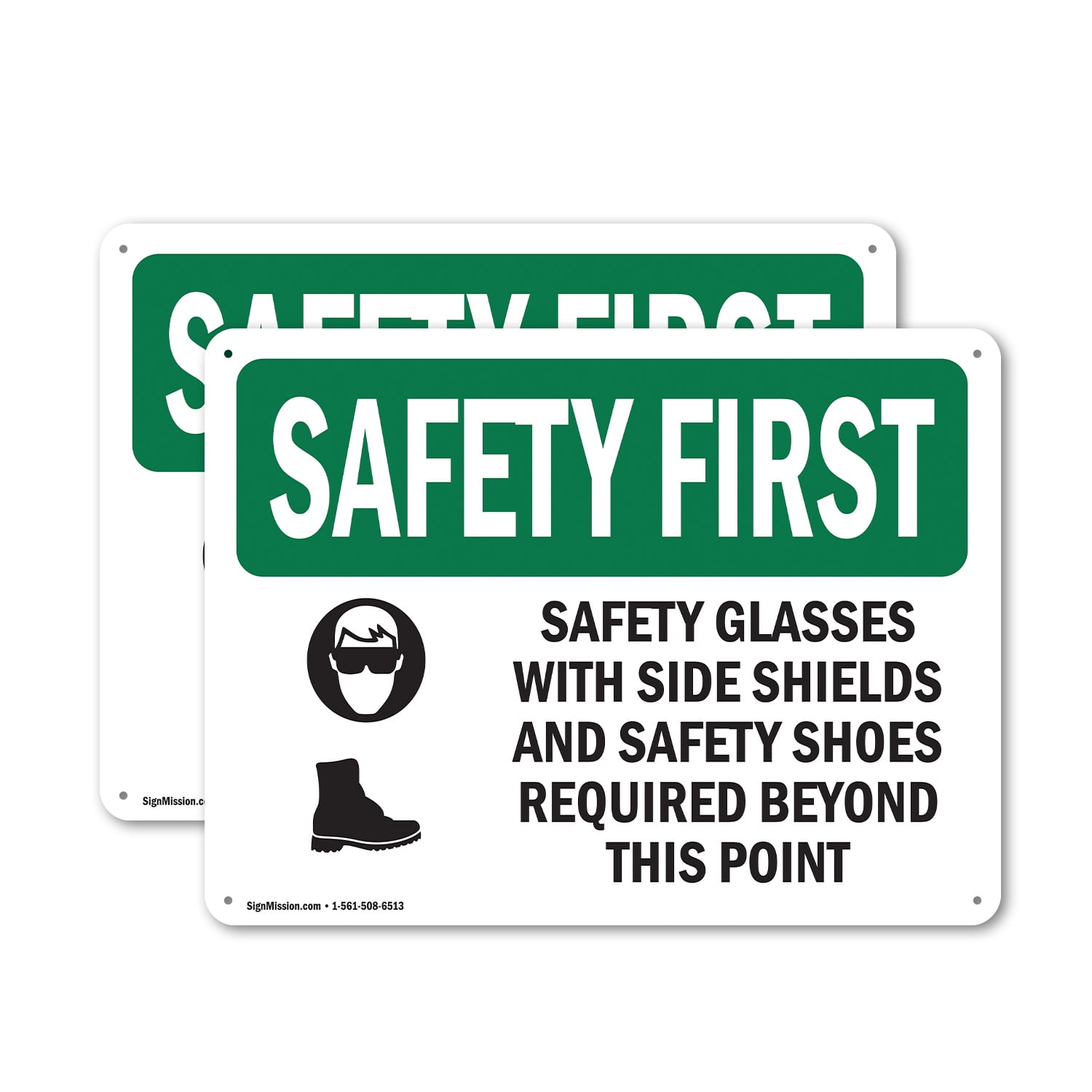 (2 Pack) Safety Glasses With Side Shields With Symbol OSHA Safety First Sign