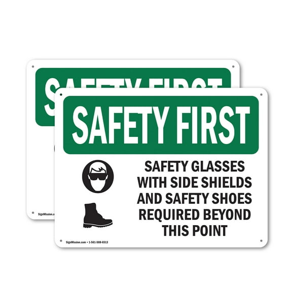 (2 Pack) Safety Glasses With Side Shields With Symbol OSHA Safety First Sign