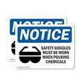 thumbnail image 1 of (2 Pack) Safety Goggles Must Be Worn OSHA Notice Sign 18 Inch X 12 Inch Indoor / Outdoor Rust-Free Aluminum Metal Signs for Workplace, Workshop, and Construction Site, Made in the USA, 1 of 8
