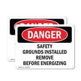 thumbnail image 1 of (2 Pack) Safety Grounds Installed Remove Before Energizing OSHA Danger Sign 18 Inch X 12 Inch Indoor / Outdoor Rust-Free Aluminum Metal Signs for Workplace, Workshop, and Construction Site, 1 of 8