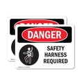 thumbnail image 1 of (2 Pack) Safety Harness Required OSHA Danger Sign 18 Inch X 12 Inch Vinyl Label Decal Sticker Weather Resistant, UV Protected for Workplace, Business, and Construction Site, Made in the, 1 of 7