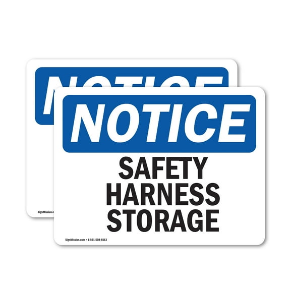 (2 Pack) Safety Harness Storage OSHA Notice Sign 14 Inch X 10 Inch Vinyl Label Decal Sticker Weather Resistant, UV Protected for Workplace, Business, and Construction Site, Made in the