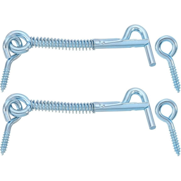 2-Pack Safety Hook and Eye Latch, 3" Iron Gate Hook and Eye Latch with Spring Lock for Family Farm Gate, Bathroom Doors, Barn Doors