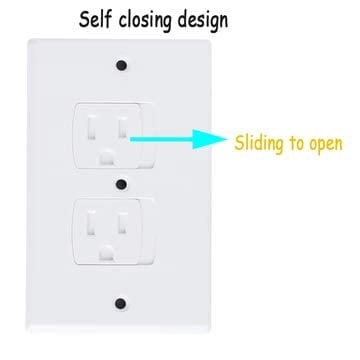 (2-Pack) Safety Outlet Cover by KinderGard, Self-Closing Socket Protector for Baby Proofing Outlets (Bulk Packed)