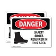 thumbnail image 1 of (2 Pack) Safety Shoes Required Area Symbol OSHA Danger Sign 14 Inch X 10 Inch Plastic Sign, Weather Resistant, UV Protected for Workplace, Business, and Construction Site, Made in the, 1 of 8