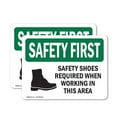 thumbnail image 1 of (2 Pack) Safety Shoes Required When Working With Symbol OSHA Safety First Sign, 1 of 7