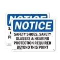 thumbnail image 1 of (2 Pack) Safety Shoes Safety Glasses & Hearing Protection OSHA Notice Sign, 1 of 8