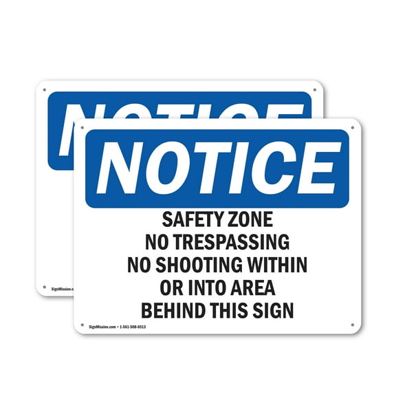 (2 Pack) Safety Zone No Trespassing No Shooting Within OSHA Notice Sign 24 Inch X 18 Inch Plastic Sign, Weather Resistant, UV Protected for Workplace, Business, and Construction Site,