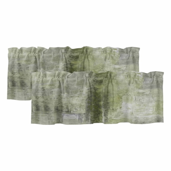 2 Pack Sage Green Abstract Valance for Window Vintage Graffiti Mottled Texture Kitchen Valance Rod Pocket Short Curtain Topper Decorative Window Treatment for Living Room Bedroom 42"x12"