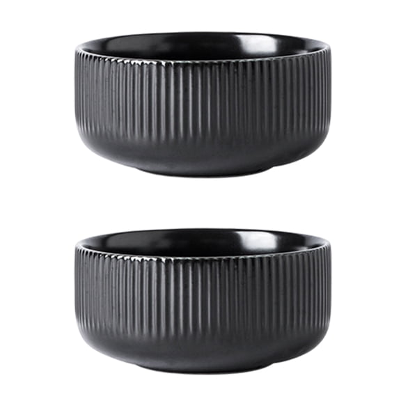 2 Pack Salad Bowl, Large Serving Bowl Set, Deep Bowl for Kitchen, Ceramic Bowl Set for Soup, Cereaï¼Dishwasher & Microwave Safe, Easy Clean - Black