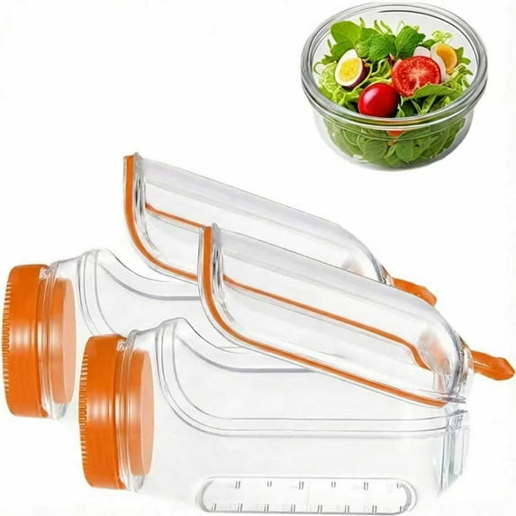 2 Pack Salad Container 34oz 1000ml Large Side Opening Salad Pod, Leakproof Salad Jar with Dressing Cup, Integrated Lid Design Portable Food Storage Box for Office Gym Picnic, Orange