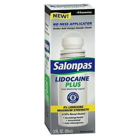2 Pack Salonpas lidocaine plus roll on pain relieving 4% lidocaine 3oz each