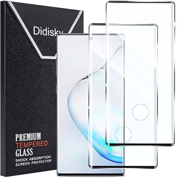2 Pack for Samsung Galaxy Note 10 Screen Protector Tempered Glass, 3D Curved Full Coverage, 9H Hardness, HD Clear, Anti Scratch, Bubble Free, Easy to Install