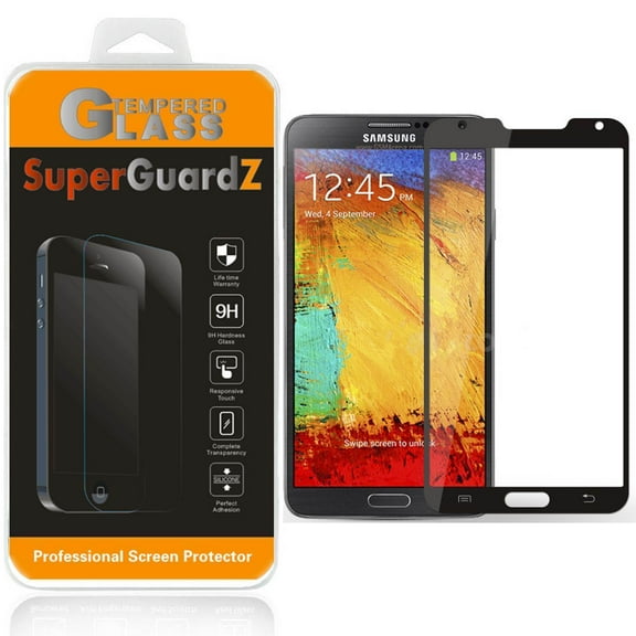[2-Pack] Samsung Galaxy Note 3 SuperGuardZ Tempered Glass Screen Protector [Full Coverage, Edge-To-Edge Protection], Anti-Scratch, Anti-Shock