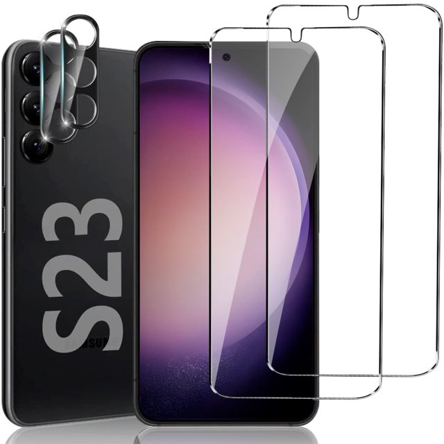 2 Pack Samsung Galaxy S23 Screen Protector & 2 Pack Lens Protector, [9H