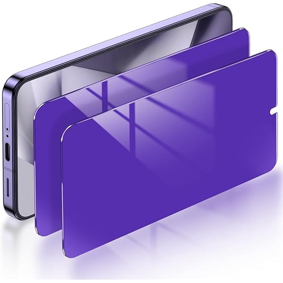 2 Pack for Samsung Galaxy S24 Privacy Screen Protector [Support Fingerprint Unlock], Purple Gradient Anti Blue Light Anti Spy HD Screen Protector PET Material Film Easy Installation