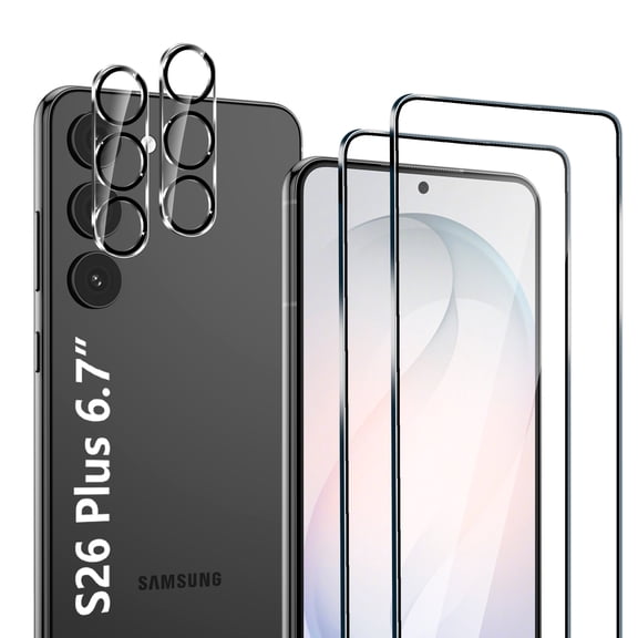 2-Pack Samsung Galaxy S26 Plus Screen Protector, Tempered Glass for S26 Plus, Sensitive Touch & Fingerprint Unlock, Anti-Scratch Case Friendly Bubble Free Easy Install