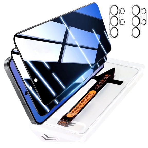 2 Pack for Samsung Galaxy S26 Ultra Privacy Screen Protector Tempered Glass + 2 Pack Camera Lens Cover, Fingerprint Unlock, Anti-Scratch, Easy Installation