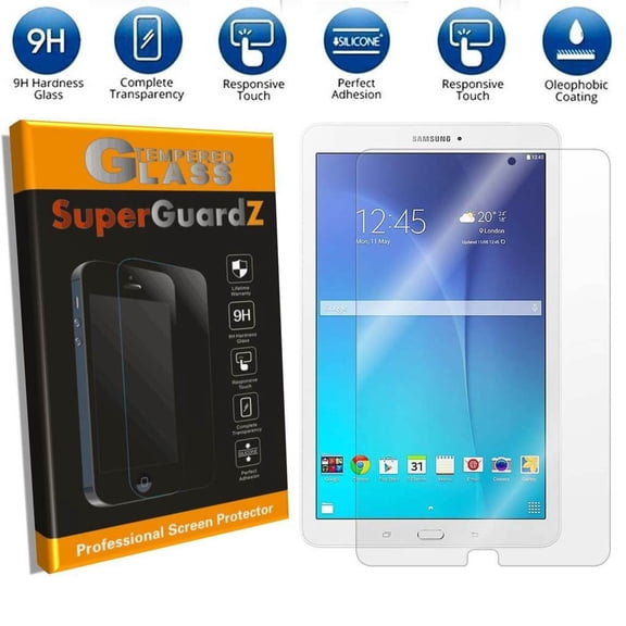 [2-Pack] For Samsung Galaxy Tab E 9.6 / Tab E Nook 9.6 - SuperGuardZ Tempered Glass Screen Protector [Anti-Scratch, Anti-Bubble] + 4-in-1 LED Stylus Pen