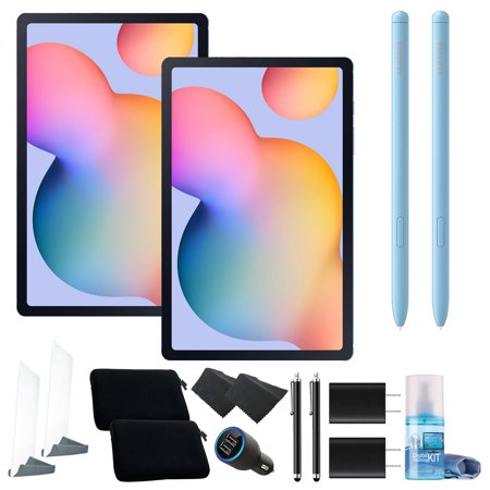 2-Pack Samsung Galaxy Tab S6 Lite (2022) 10.4" 64GB Wi-Fi - Angora Blue with Zipper Sleeve, Tablet Stand, Car/Wall Adapters & Cleaning Kit