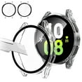 thumbnail image 1 of [2 Pack] for Samsung Galaxy Watch 5 & Watch 4 Case [44mm], IC ICLOVER Full Cover Snap-on Cover with Built-in Clear Glass Screen Protector Anti-Scratch & Shockproof Hard PC Clear Bumper, Clear, 1 of 8