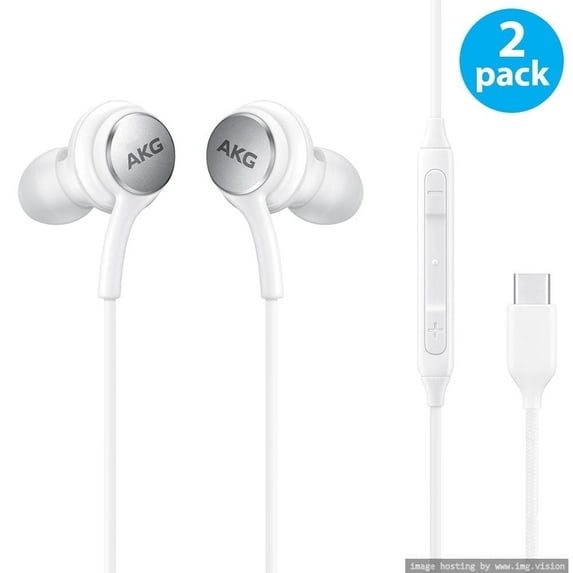 2-Pack Earbuds Earphones Wired Compatible with Samsung Galaxy Note 10 Type-C with Mic and Remote Control for Galaxy Note10 10+ S10, S9 Plus Edge (White)