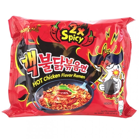 Samyang Spicy Hot Chicken Ramen Noodles 2 X Spicy 4.93 Oz. (Pack of 2)