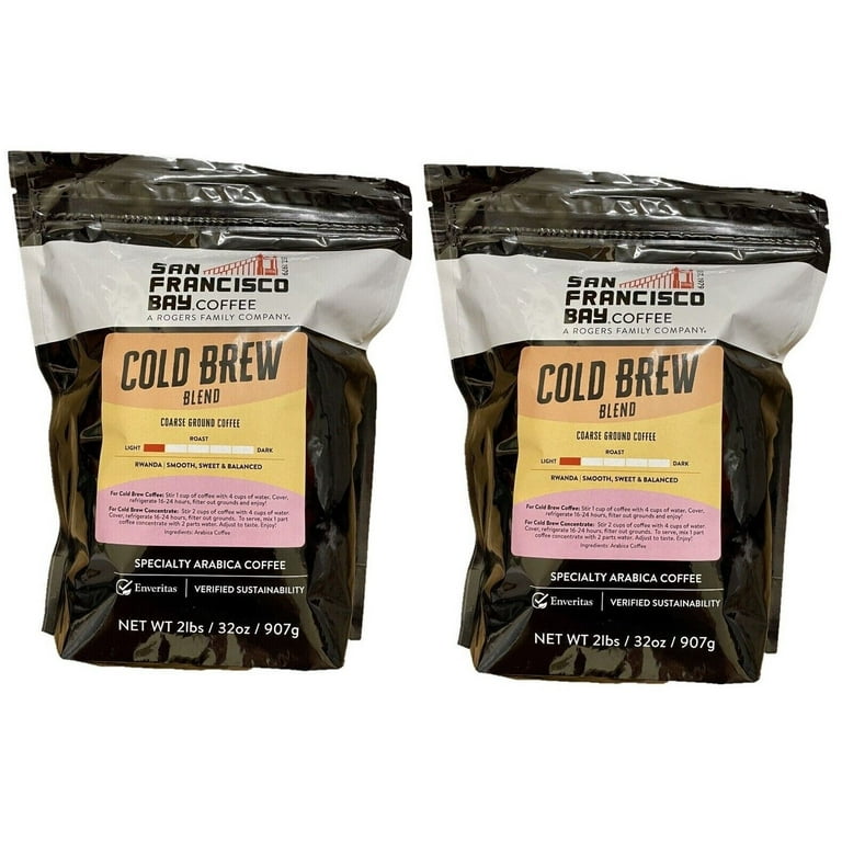 https://i5.walmartimages.com/seo/2-Pack-San-Francisco-Bay-Cold-Brew-Ground-Coffee-Light-Roast-32-Oz-2-Lbs-Each_d57d64cc-05a8-4ff1-980a-fa457dda30a8.0cb39e3a2e7e6cd595582271e5e93846.jpeg?odnHeight=768&odnWidth=768&odnBg=FFFFFF