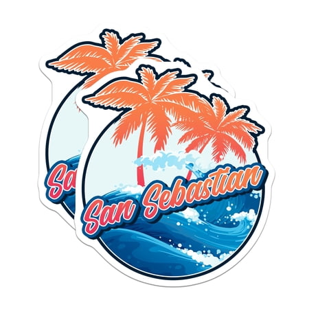 (2 Pack) San Sebastian Magnets - Beach Scene Magnet - Palm Tree Magnets - 5" On Longest Side - Premium Magnet - for Cars, Refrigerators, Toolboxes, Lockers - Made in USA - MAG17510