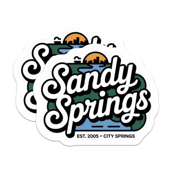 (2 Pack) Sandy Springs Stickers - Georgia City Souvenir - Local Pride Decals - 5" On Longest Side - Sticks to Smooth Flat Surfaces - Made in USA - BMCS17718