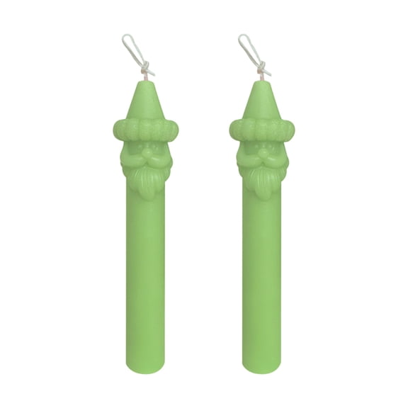 2 Pack Santa Face Taper Candles with Hanging Loops, Long Stick Decorative Wax Candles for Christmas Dinner Table, Holiday Mantel, Xmas Party Indoor Home Festive Tabletop Decor