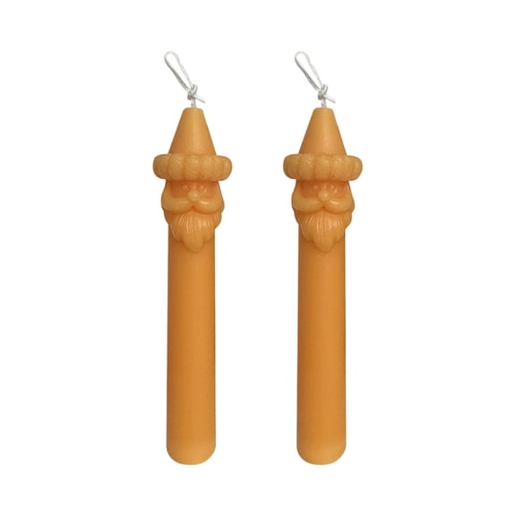 2 Pack Santa Face Taper Candles with Hanging Loops, Long Stick Decorative Wax Candles for Christmas Dinner Table, Holiday Mantel, Xmas Party Indoor Home Festive Tabletop Decor