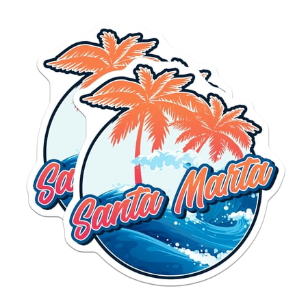 (2 Pack) Santa Marta Magnets - Colombia Travel - Tropical Beach Caribbean Decor - 5" On Longest Side - Premium Magnet - for Cars, Refrigerators, Toolboxes, Lockers - Made in USA - MAG18744