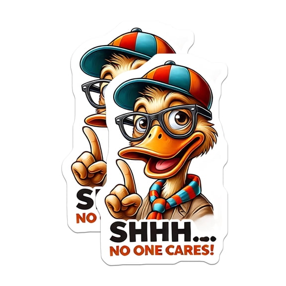 (2 Pack) Sarcastic Duck Magnets - Shhh No One Cares - Funny Fridge Decor - 5" On Longest Side - Premium Magnet - for Cars, Refrigerators, Toolboxes, Lockers - Made in USA - MAG14752