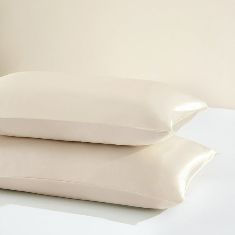 2 Pack Satin Pillowcase Silky Pillow Cases Set Ivory King 