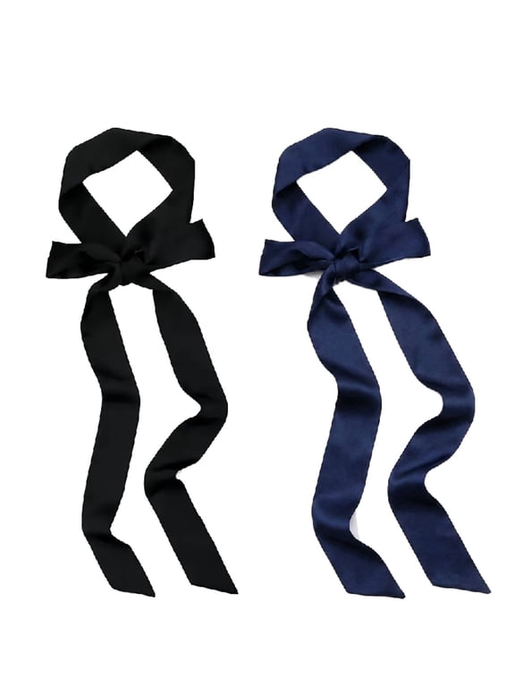 2-Pack Satin Sash Belt for Women, Plus Size Silk Feeling Tie Bow Waist Belt, Wedding Bridesmaid Prom Dress Accessory, Hair Wrap