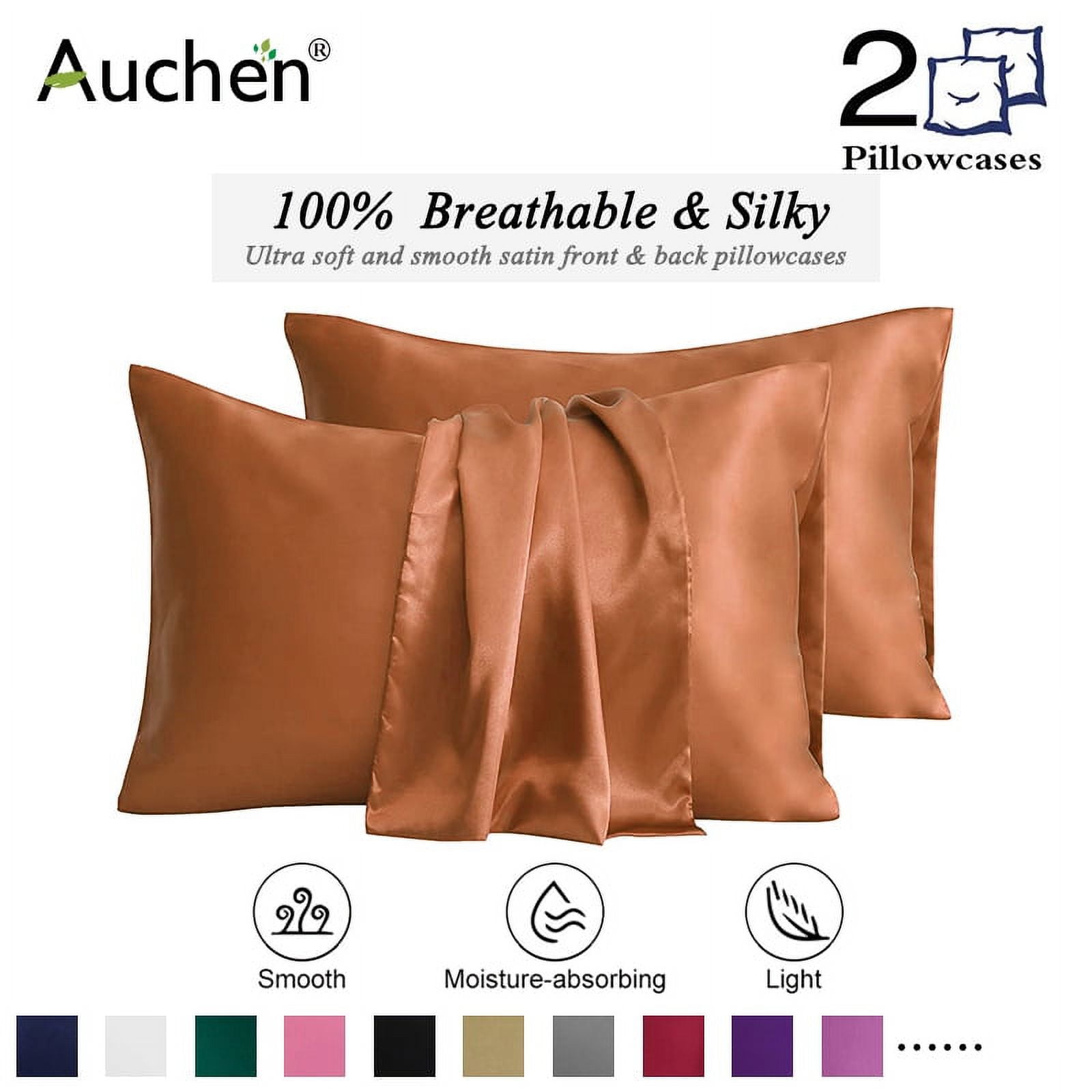 2 Pack Satin Silk Pillowcase for Hair and Skin, Ultra Silky Satin Pillow Covers with Envelope