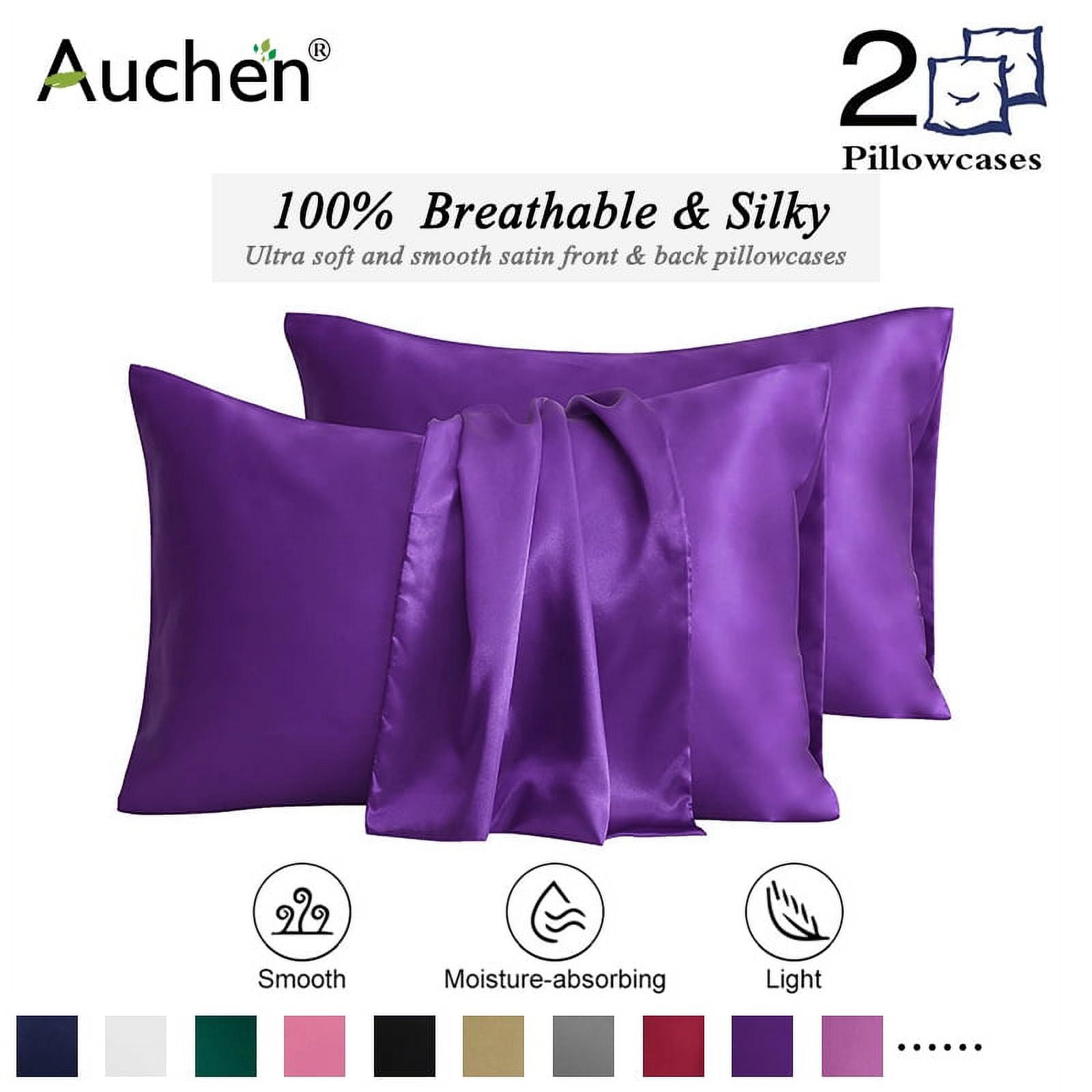 2 Pack Satin Silk Pillowcase for Hair and Skin, Ultra Silky Satin