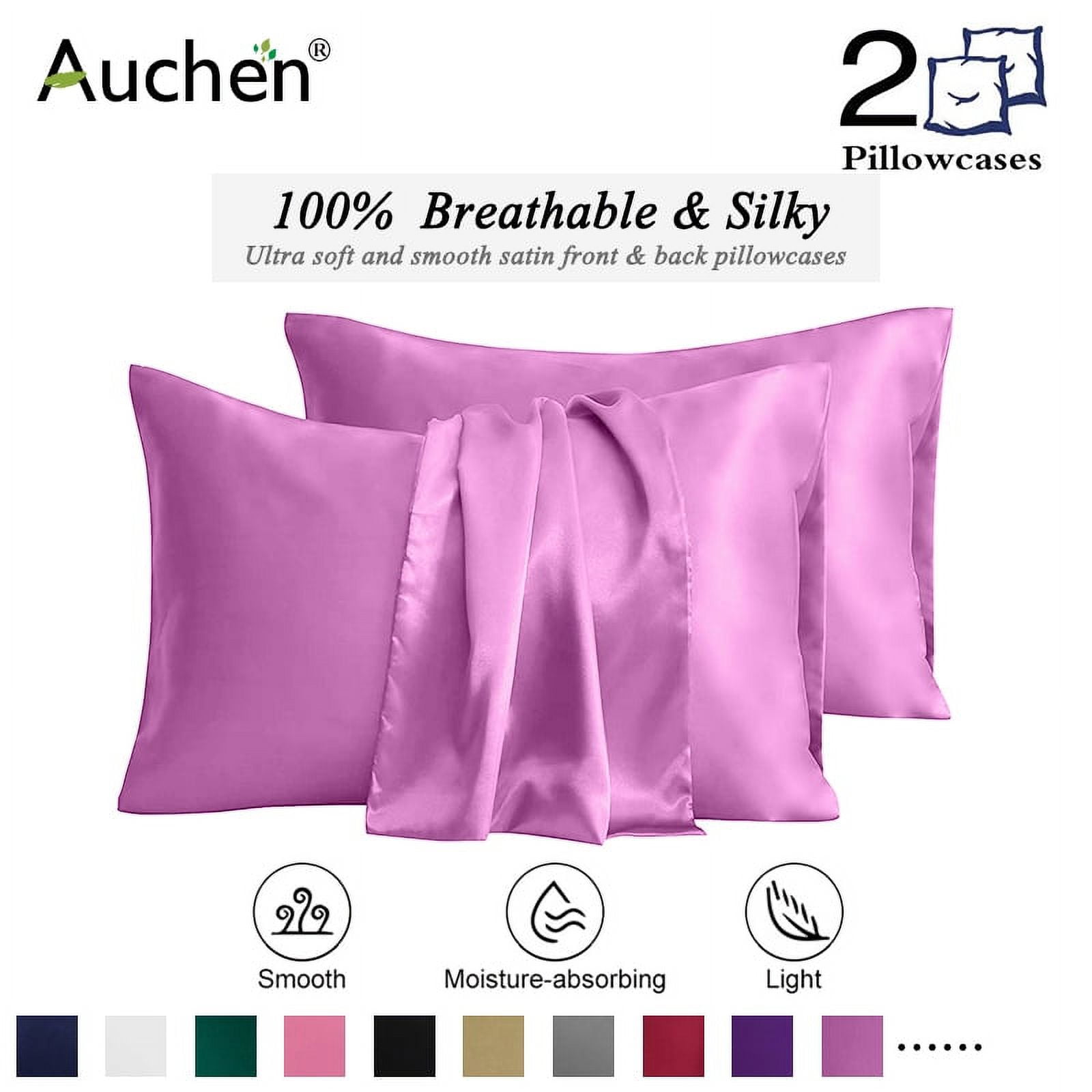 2 Pack Satin Silk Pillowcase for Hair and Skin, Ultra Silky Satin