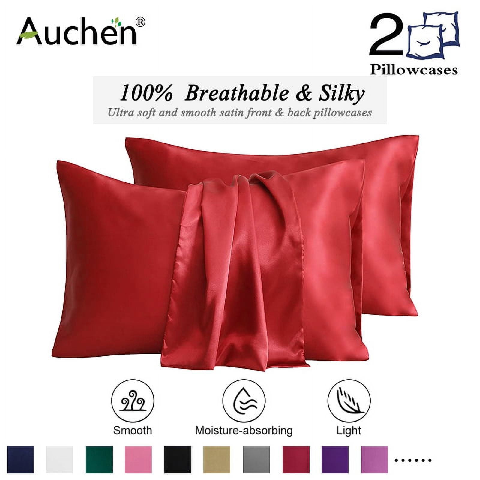 2 Pack Satin Silk Pillowcase for Hair and Skin, Ultra Silky Satin Pillow Covers with Envelope