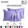 thumbnail image 1 of Auchen Satin Pillow Case, 2 Pack Satin Queen Silky Pillowcase for Hair and Skin, Satin Pillowcase Set of 2-King Size (20"x36")Purple-2, 1 of 9