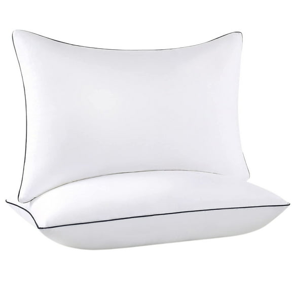 2-Pack Satin Stripe Polyester Pillow Core Inserts - Soft, Supportive Fill for Home Use - Breathable, Easy-Care for Restful Sleep