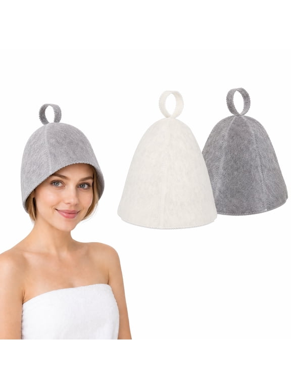 2-Pack Sauna Hats for Men & Women, Soft Cotton Sauna Cap for Traditional Sauna, Sauna Accessories Sauna Hair Protector, Comfortable and Durable Heat Protection for Steam Room, Banya,Bath House