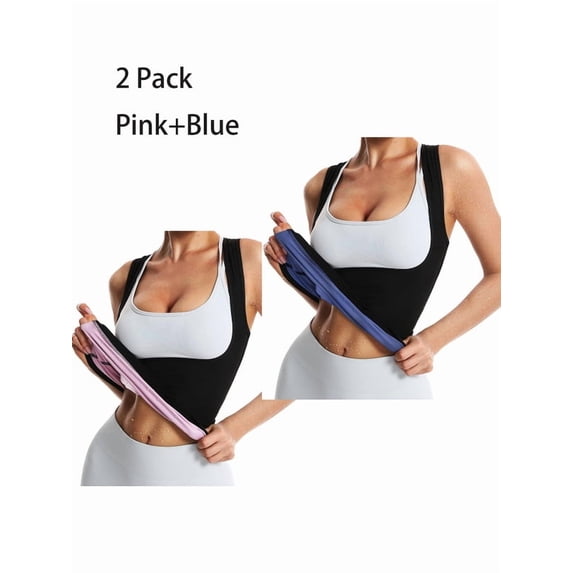 2 Pack Sauna Vest for Women - Sweat Vest for Women Fitness Body Shaper,Slimming Sauna Shirt for Workouts