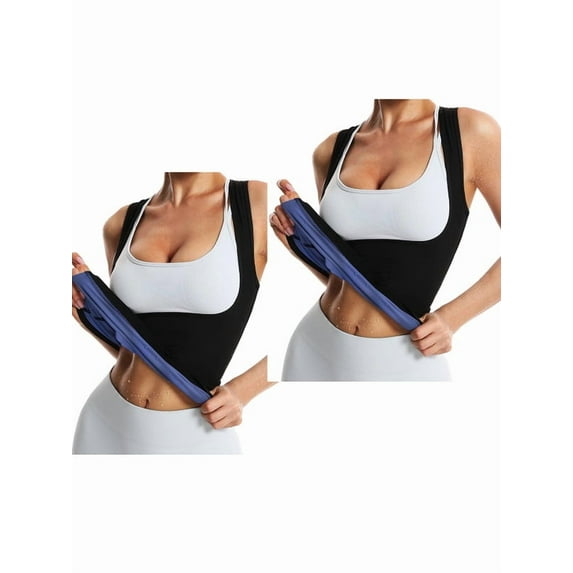 2 Pack Sauna Vest for Women - Sweat Vest for Women Fitness Body Shaper,Slimming Sauna Shirt for Workouts